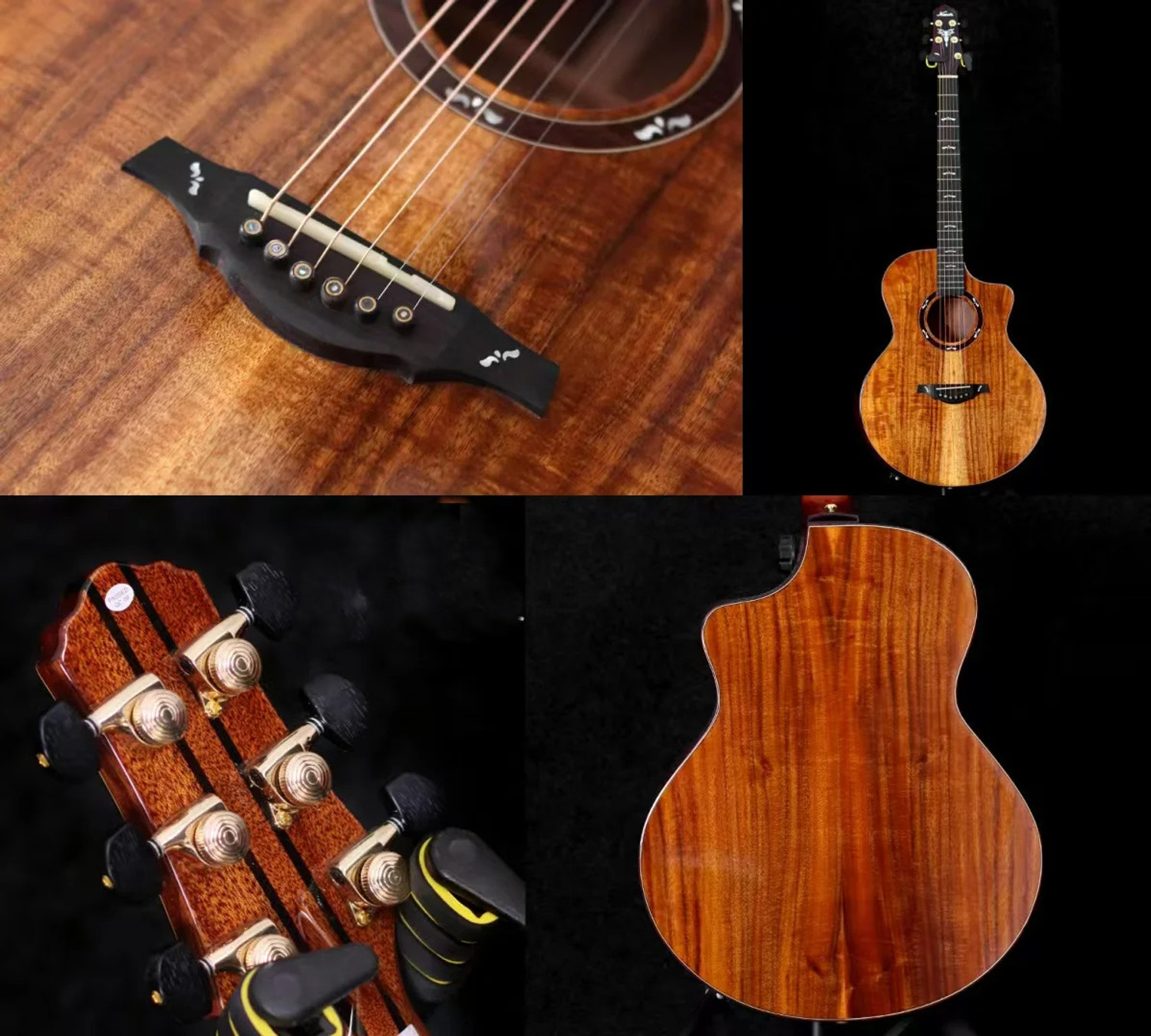 Image of BIYALI Acoustic Guitar 32 Inch 6 String with Cutaway | Beginner Wooden Guitar Acoustic Guitar Linden Wood Rosewood Right Hand Orientation
