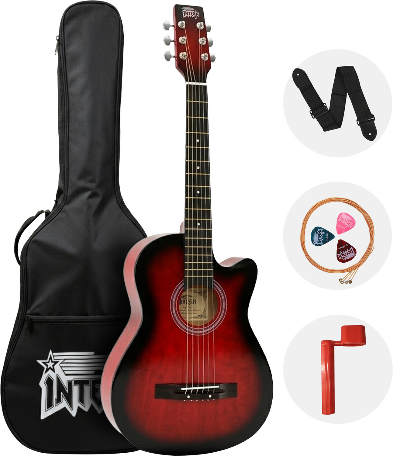 Image of intern Red Acoustic Guitar Rosewood Ebony Right Hand Orientation