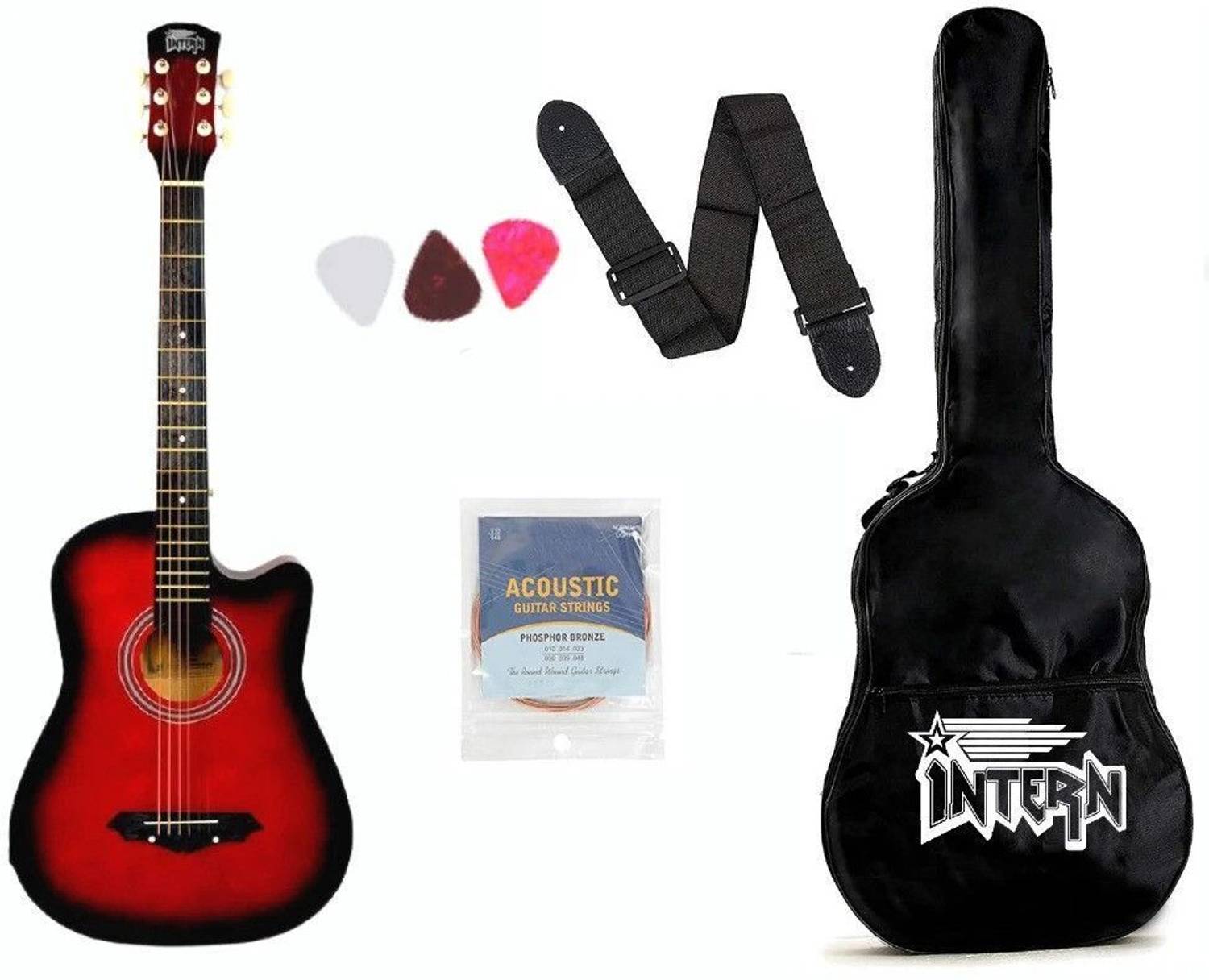 intern INT-38C-RD Acoustic Guitar Linden Wood Rosewood Right Hand
