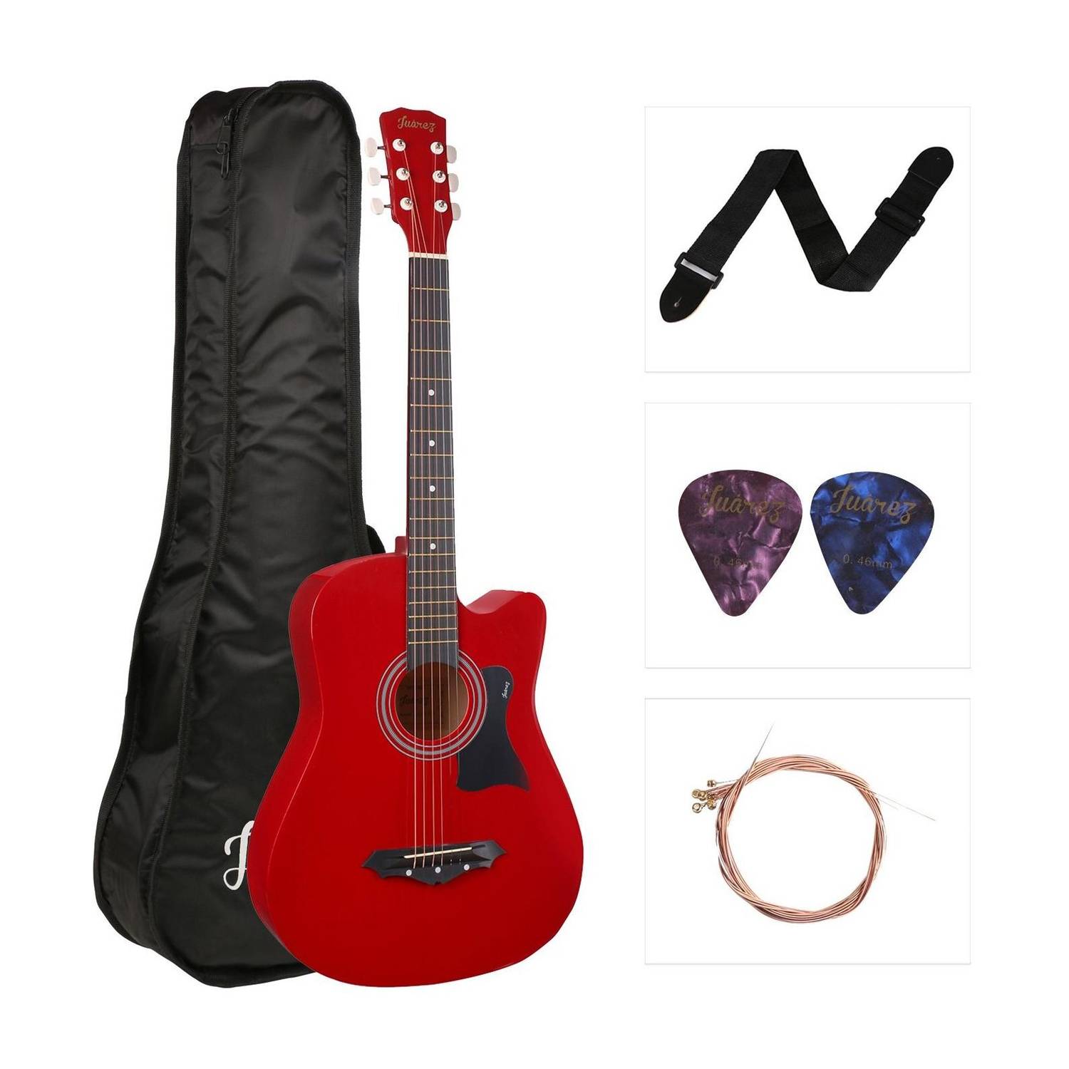 Juarez JRZ38C/RED Acoustic Guitar Linden Wood Ebony Right Hand Orientation