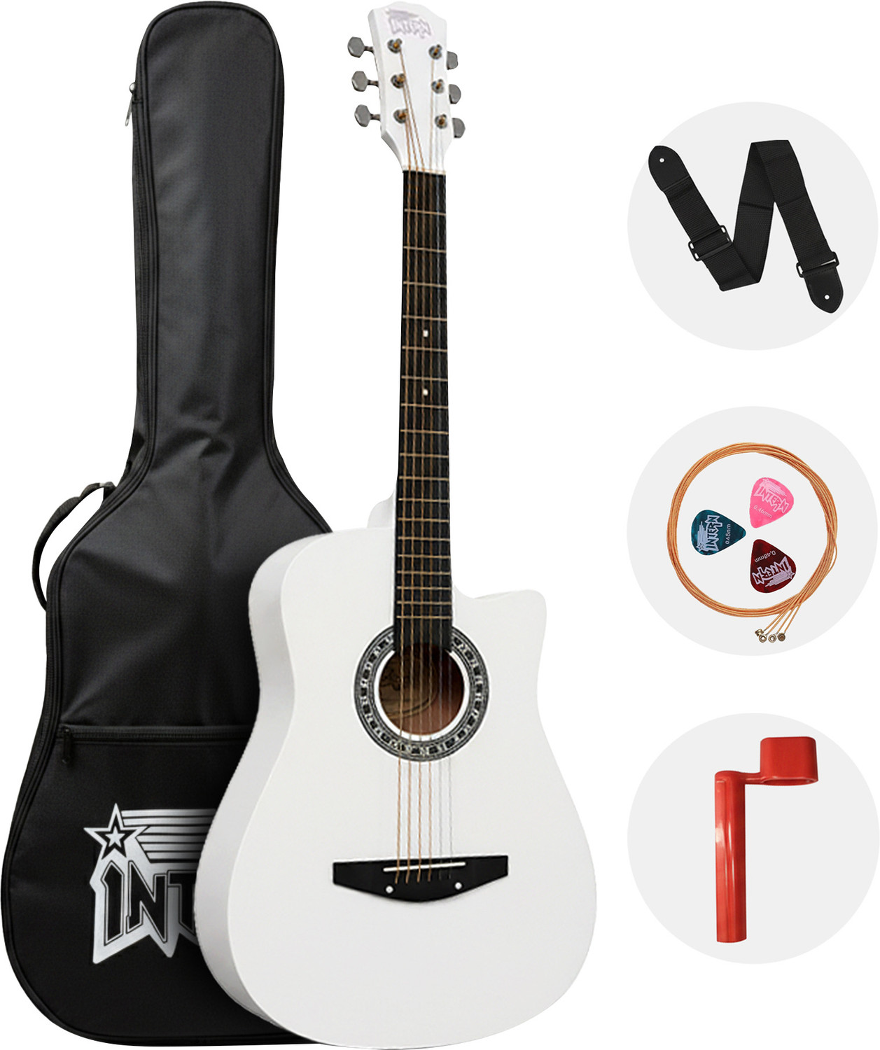 Image of intern White Acoustic Guitar Rosewood Ebony Right Hand Orientation