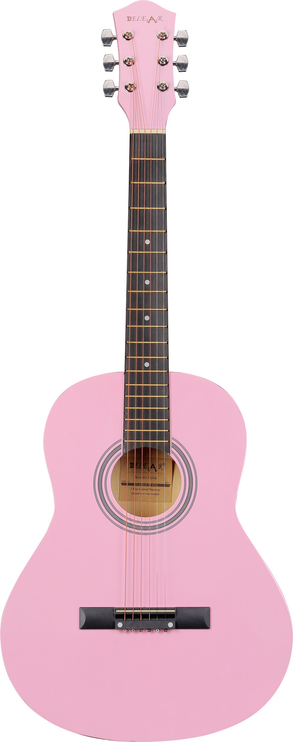 Image of Belear AG36-Pink Dreadnought Travel Guitar Basswood, Linden Wood, Solid Wood Plastic Right Hand Orientation