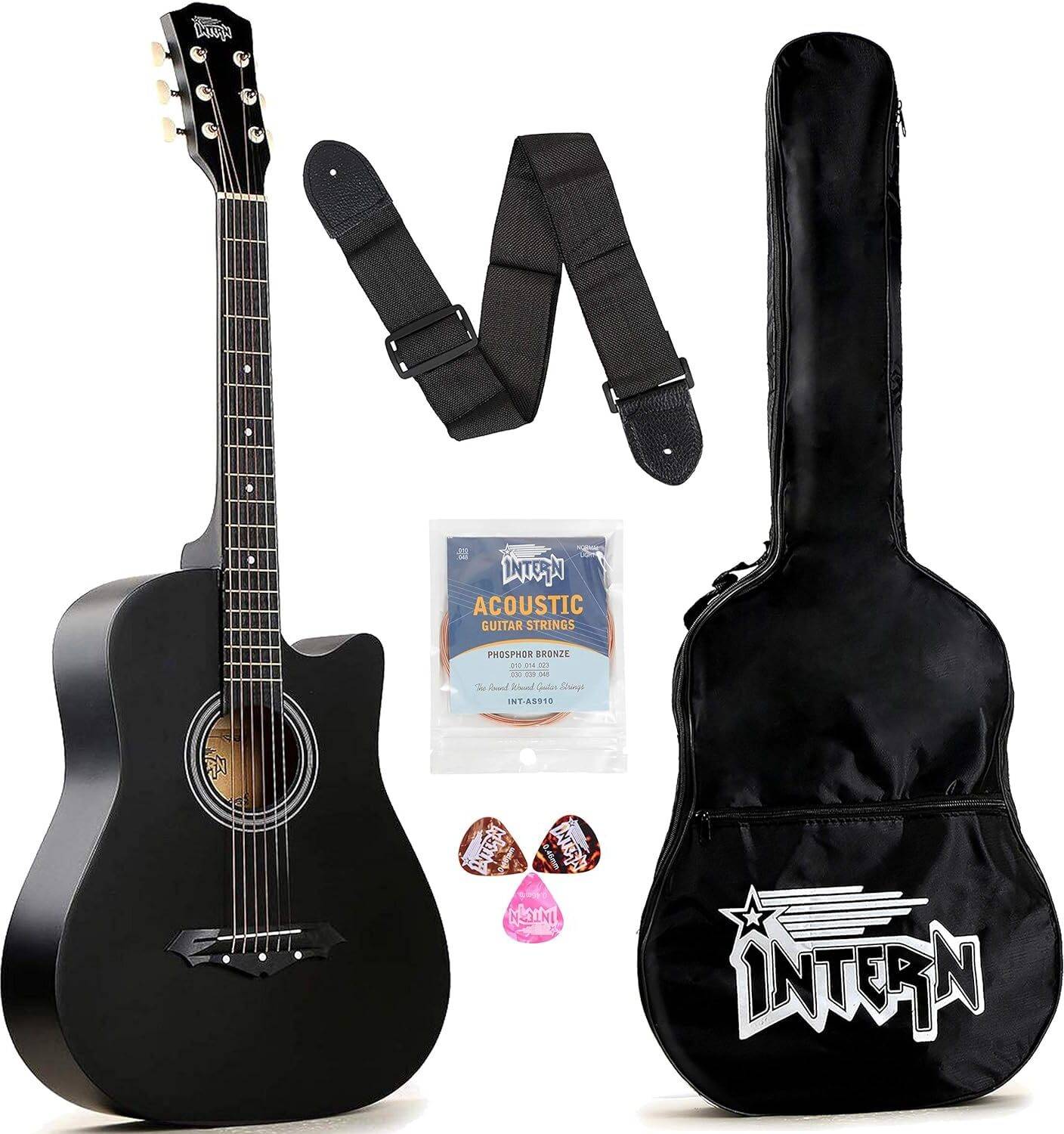 intern INT-38C-BK Acoustic Guitar