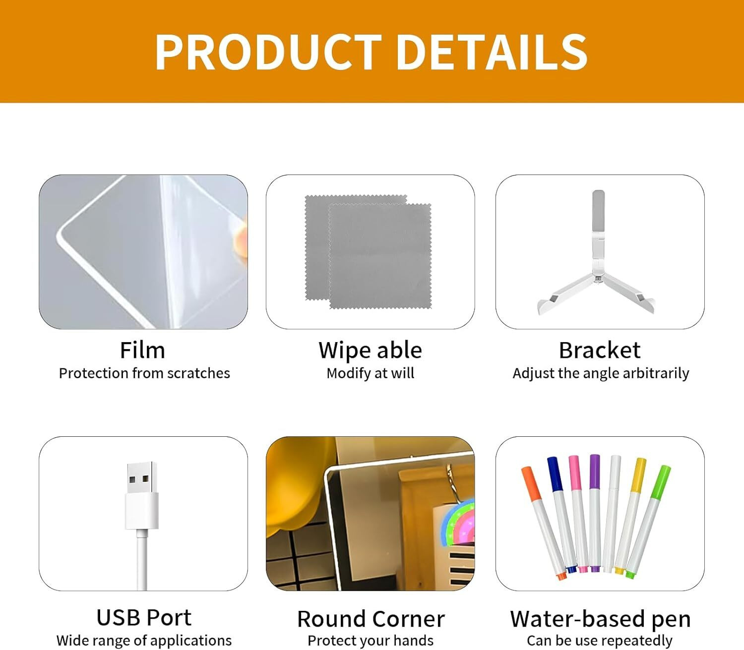 Image of HARINIYAM LED Acrylic Message Board with Light Base 18 cm Acrylic Sheet