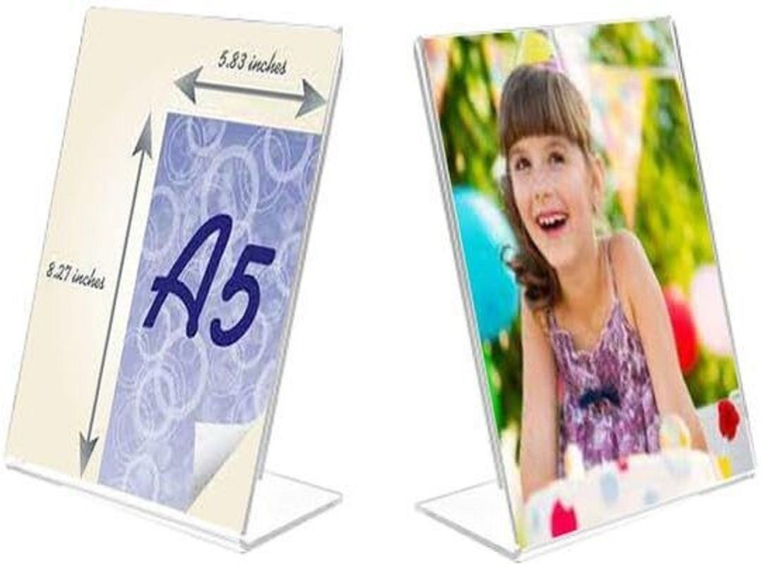 Image of RIYA ENTERPRISE Pack of 2 A5 size - 6 inch x 8.25 inch Acrylic Sign Display (L-stand) 8.25 inch Acrylic Sheet