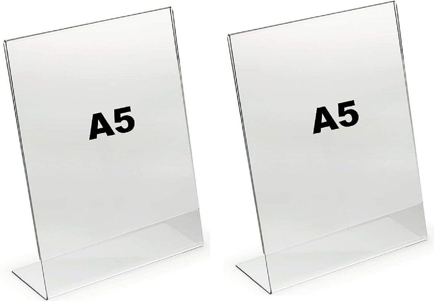Image of RIYA ENTERPRISE Pack of 2 A5 size - 6 inch x 8.25 inch Acrylic Sign Display (L-stand) 8.25 inch Acrylic Sheet
