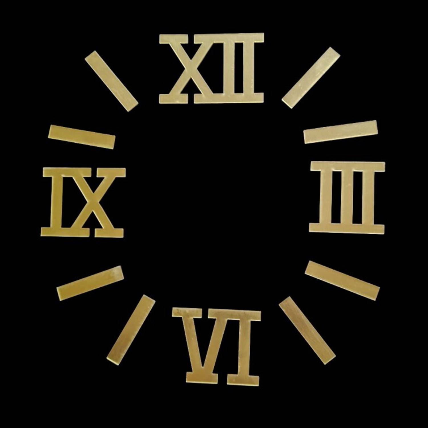 BanteyBanatey 3, 6, 9, 12 Numbers 1.5 Inch Golden Roman Numerals Digits with dash for Clock 3.81 cm Acrylic Sheet