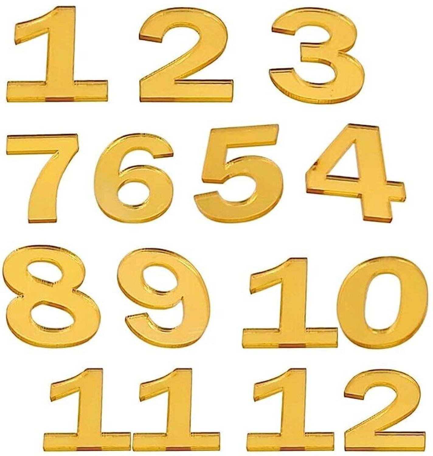 BanteyBanatey 12 Golden Acrylic English Numbers/Numerals/Digits for Clock Making in Resin Art 0.5 cm Acrylic Sheet