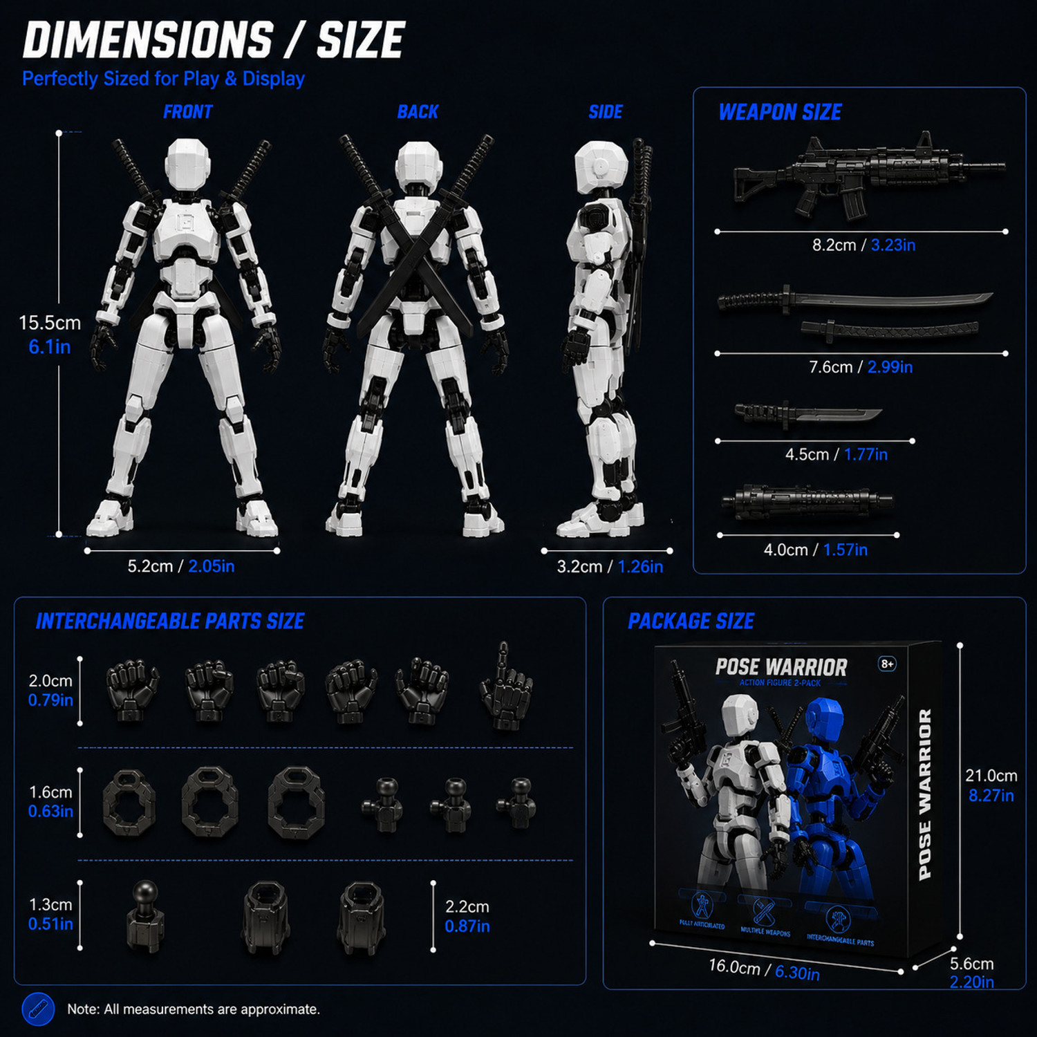 Image of HASTAP D13 Version 2 Red Blue Poseable Action Figure Set with Toy Accessory Pack (Red, Blue)