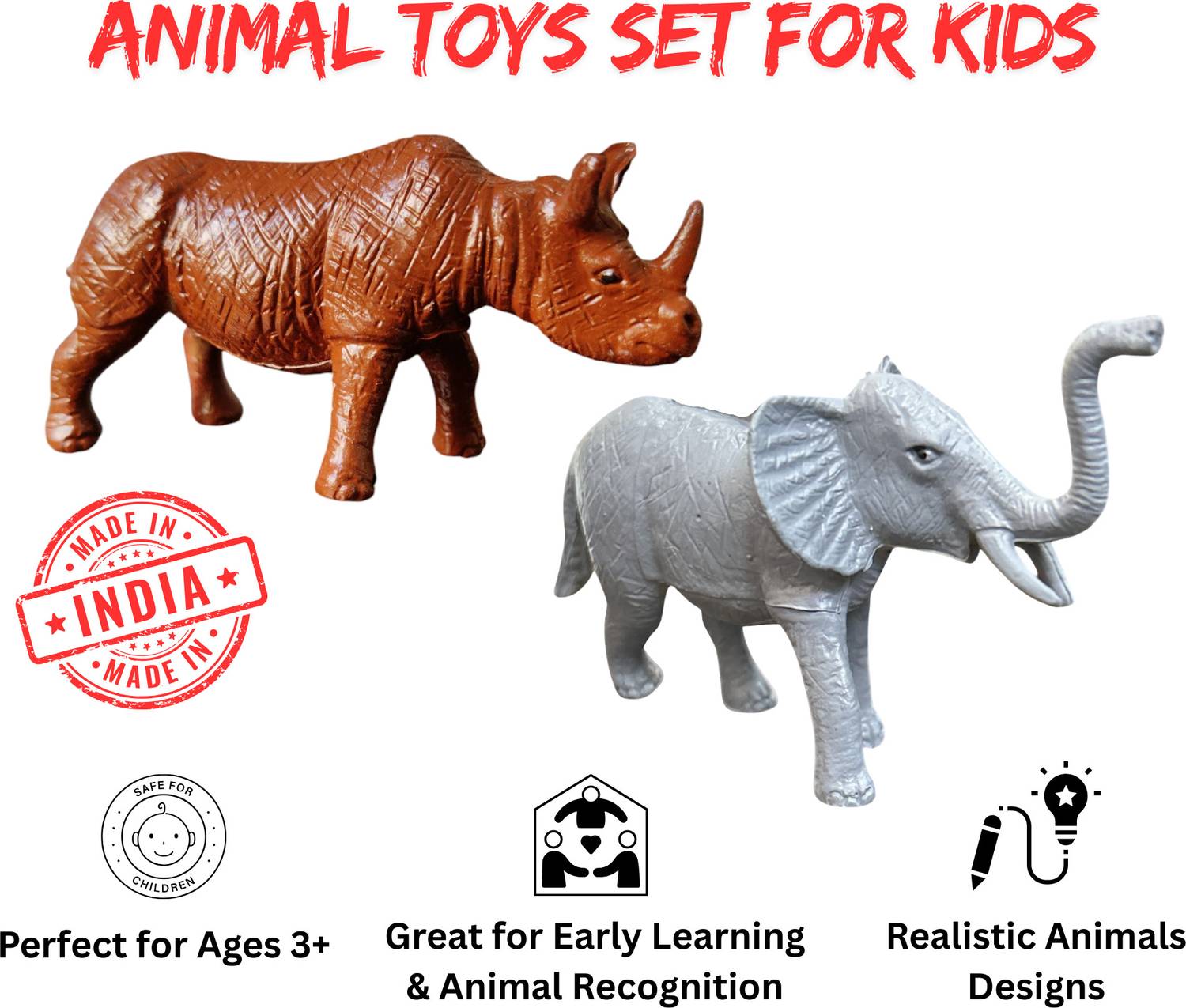 ZESTHOME 15 pcs Small Animal Toys Set for Kids - PVC Rubber