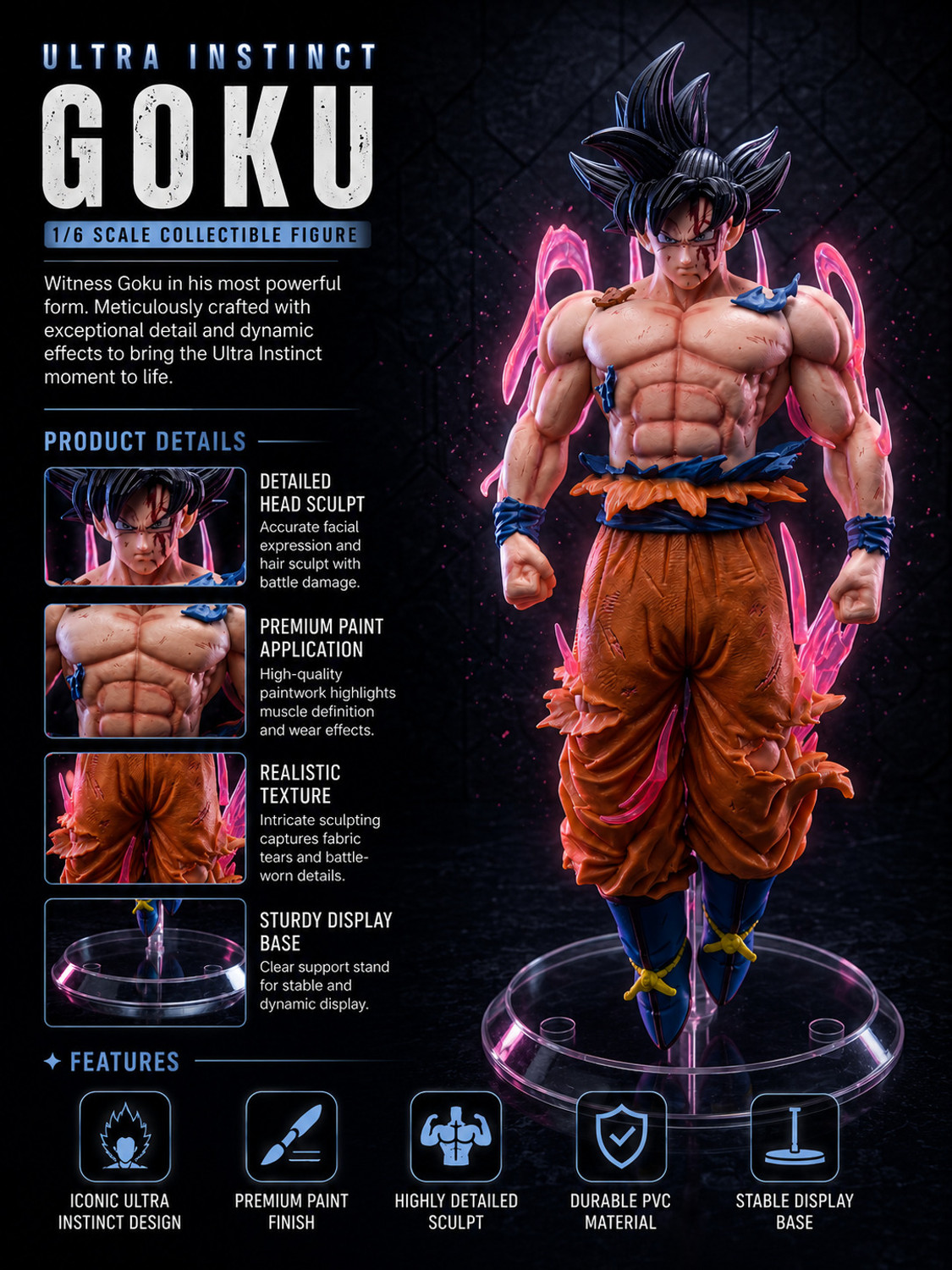 Image of World Gift Mart Anime Warrior Action Figure Collectible Statue | Premium PVC Display Toy 21Cm