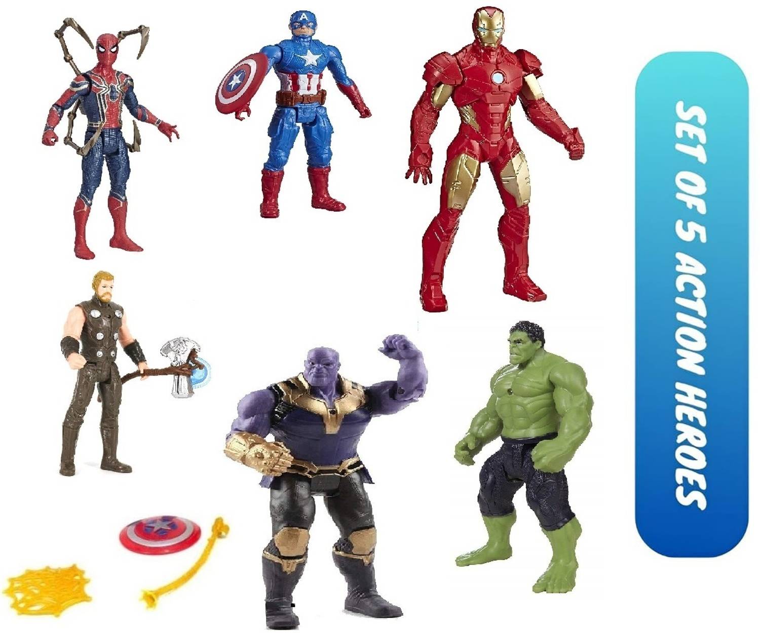 KHYALI Superheros Action Figure Toys|Set of 5 Avengers Figures