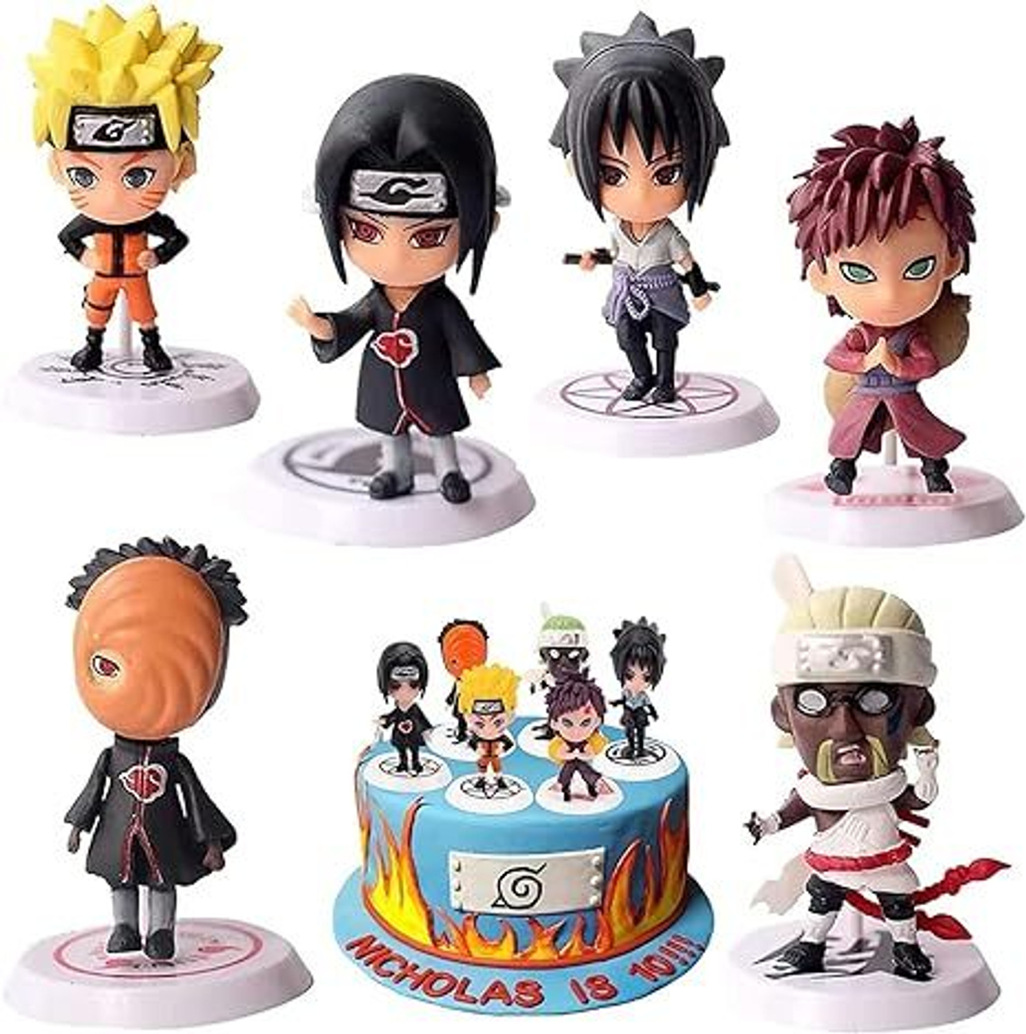Image of Husaini Mart Naruto Action Figures, 6pcs Anime Naruto Set PVC Cake