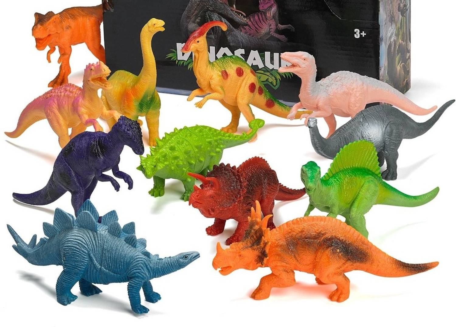 置物 PECO manish Dinosaur Toy Set-12 Pieces, Medium Sized Wild Animal