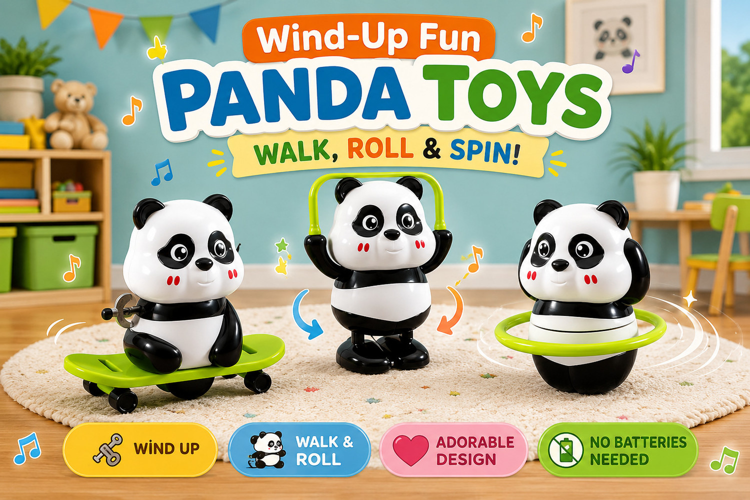 Image of TOYCROWN 3-in-1 Cute Moving Panda Action Toy for Girls & Boys