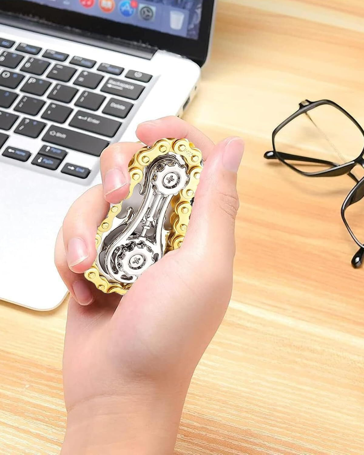 Image of WROPZO Bike Chain Fidget Toy Stress Relief Premium Desk Accessory Durable Spinner Toy