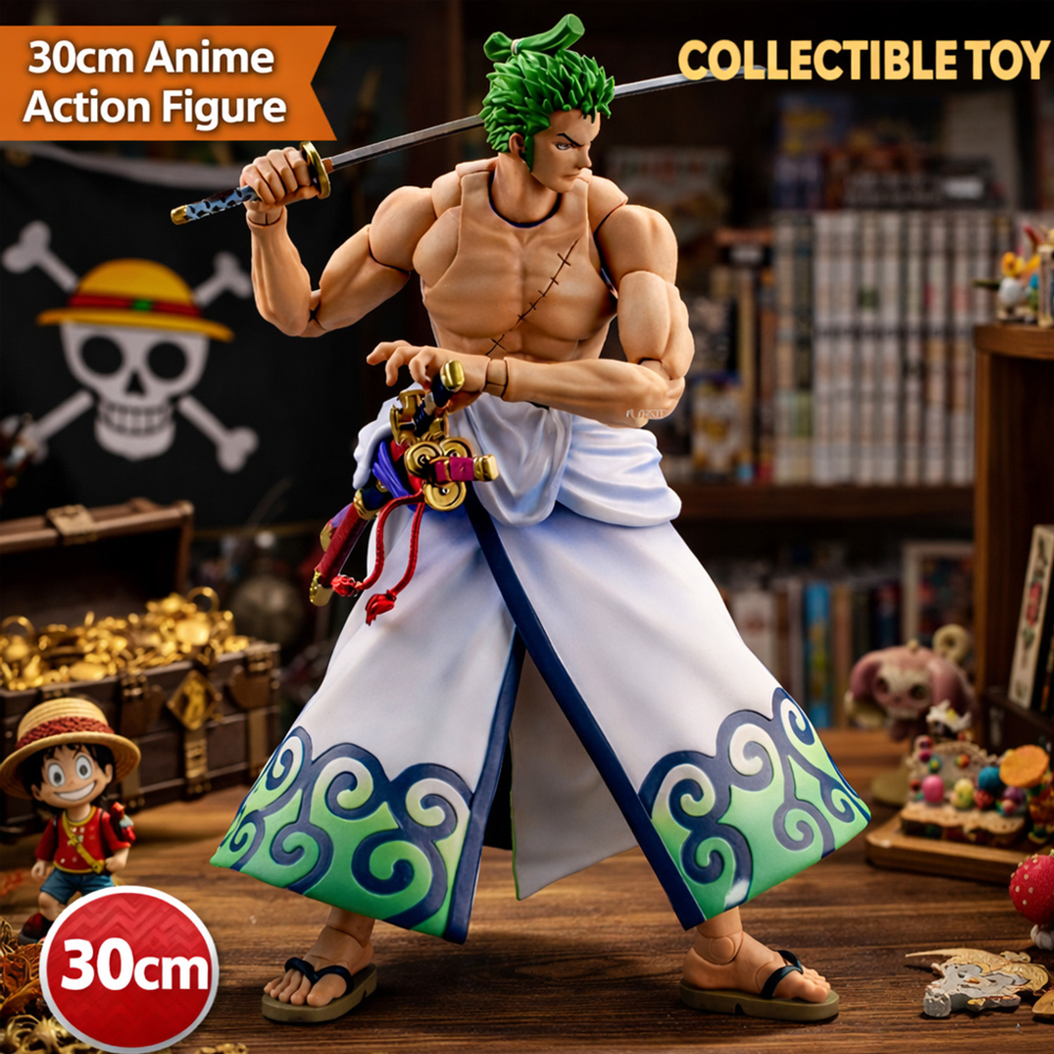 Image of AG MOTO Roronoa Zoro Anime Action Figure 30cm Moveable One Piece Action Figures Toys