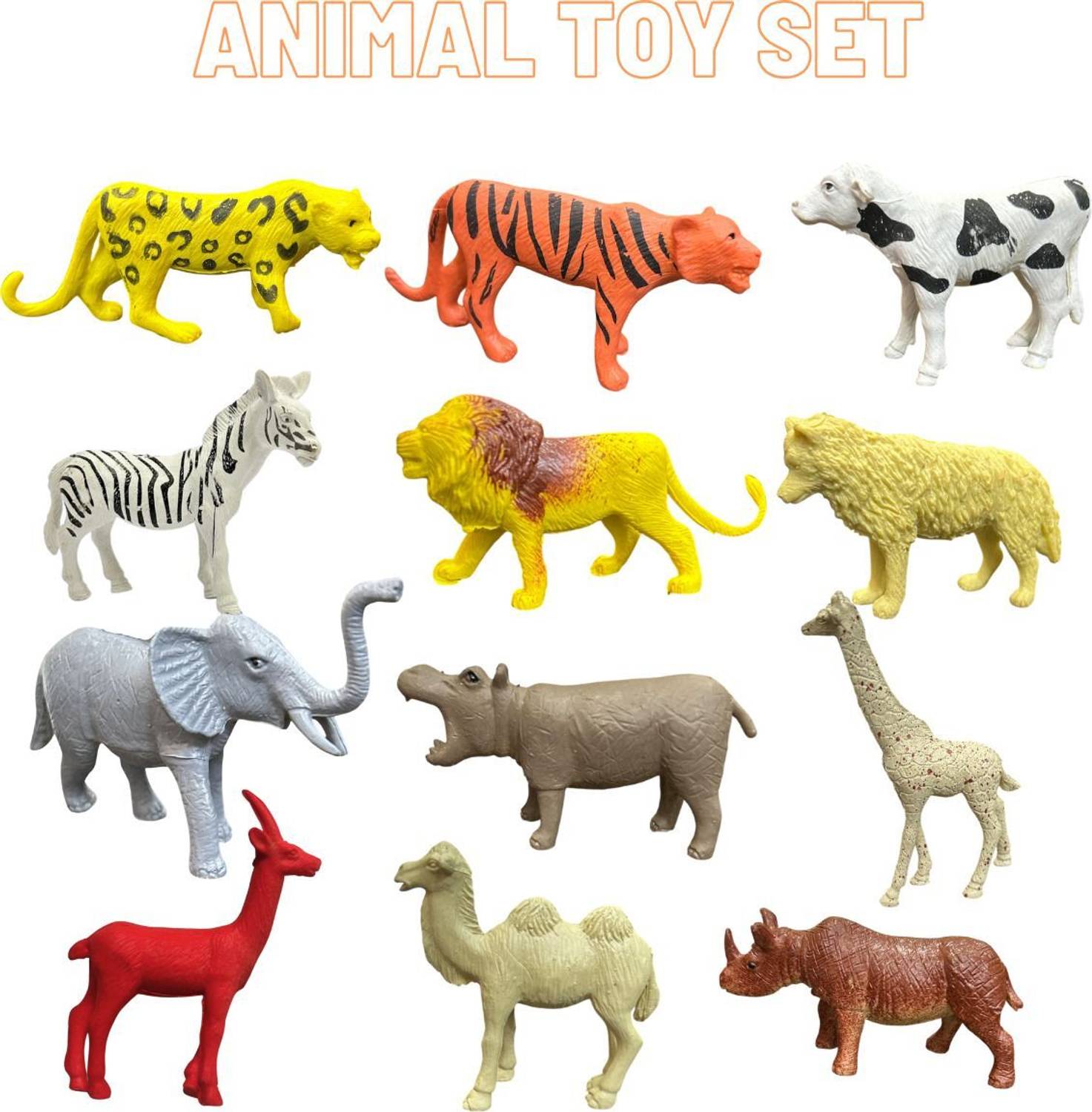 laxmi toys Jungle Animals Toy Set –12PCS Rubber Animal Toys for