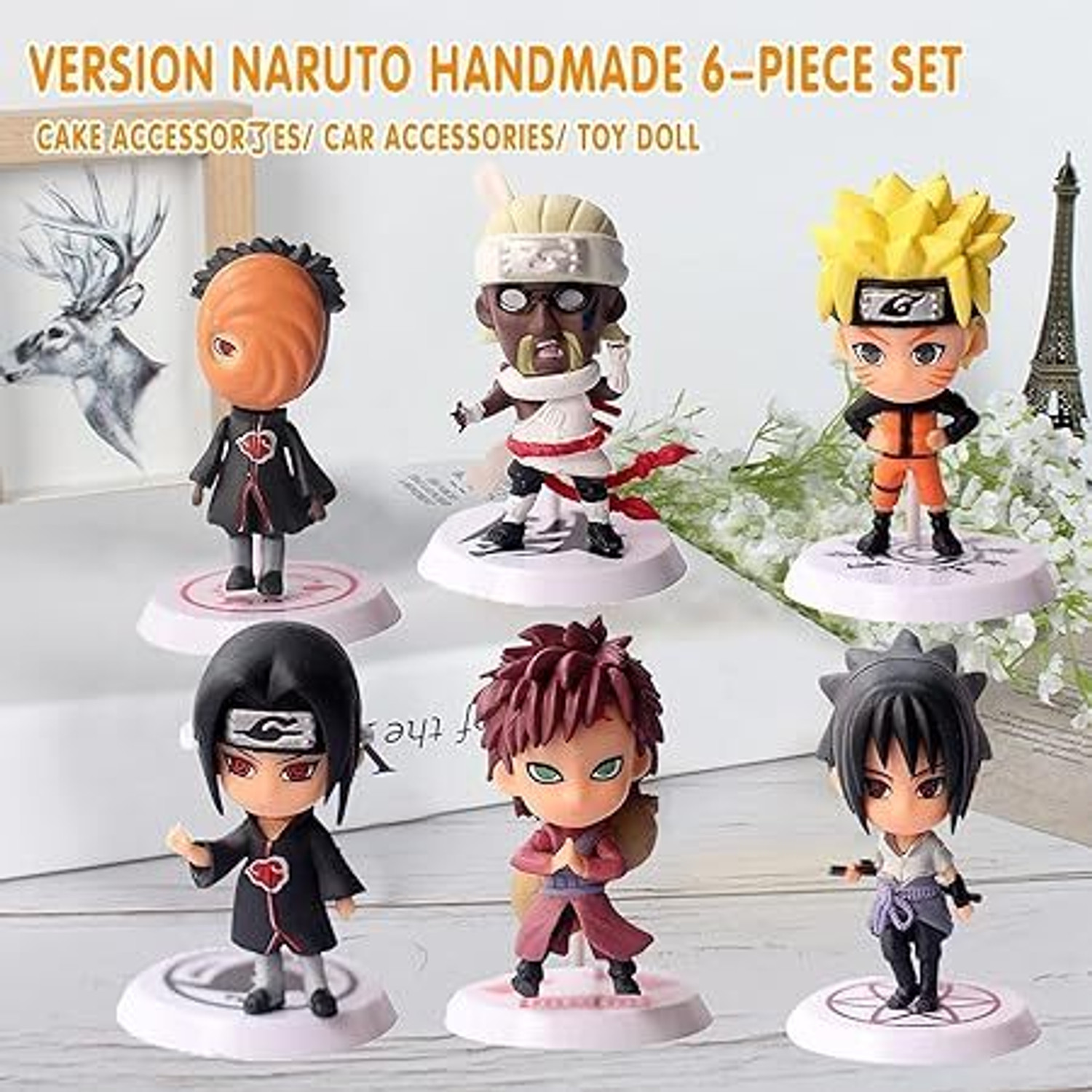 Image of Husaini Mart Naruto Action Figures, 6pcs Anime Naruto Set PVC Cake