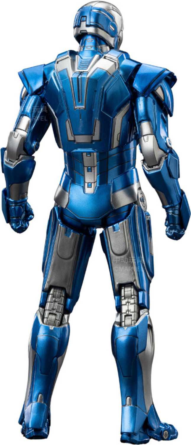 Image of MARVEL Iron Man 3 Mark 30 Blue Armor Action Figure, Interchangeable Hands & Stand (Multicolor)