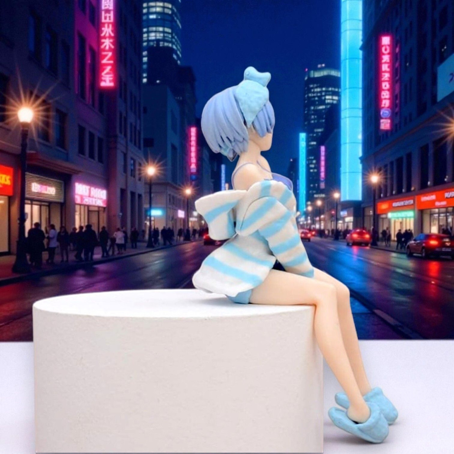 Image of SSAppliances Anime Rem Action Figure - Room Wear Blue | Study Table & Office Desk Decoration
