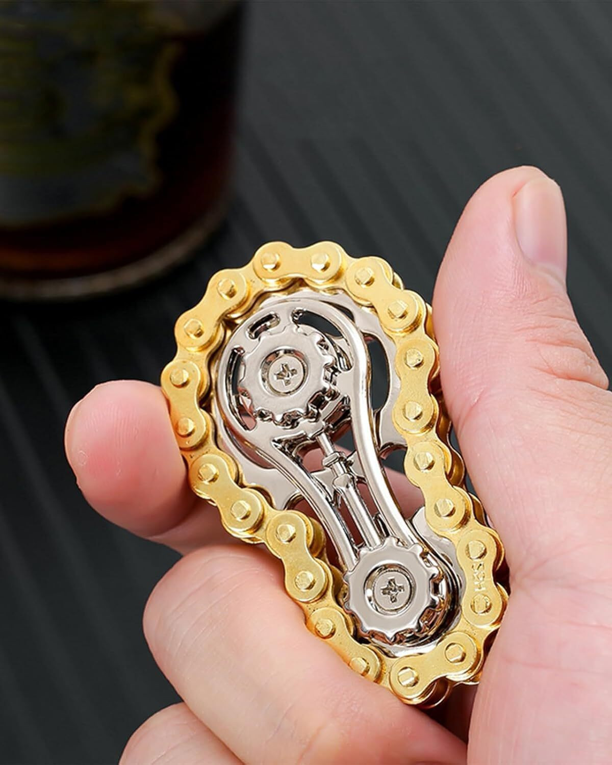 Image of WROPZO Bike Chain Fidget Toy Stress Relief Premium Desk Accessory Durable Spinner Toy