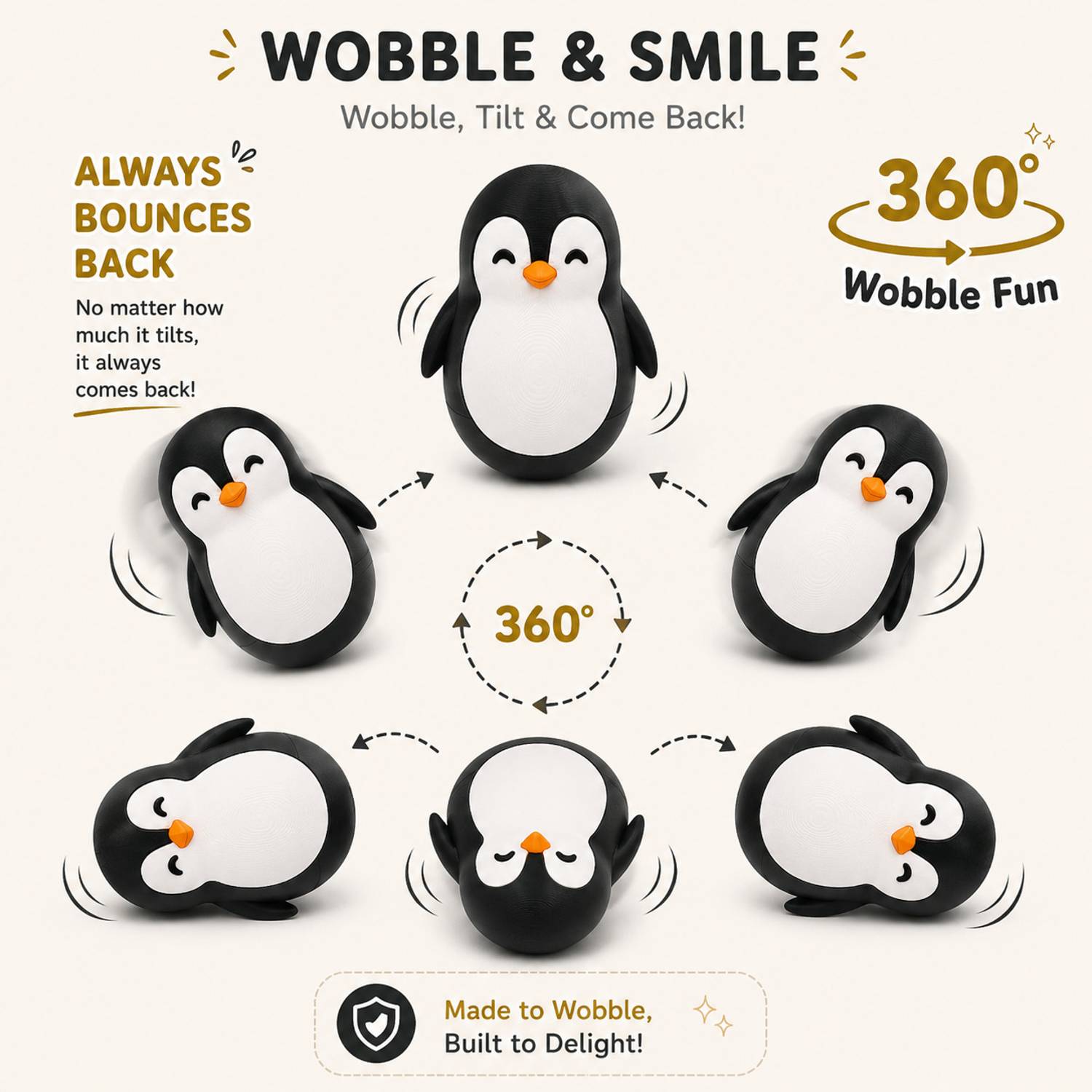 aindiancart Penguin Self-Righting Wobble Toy Pack of 4 - Image 2