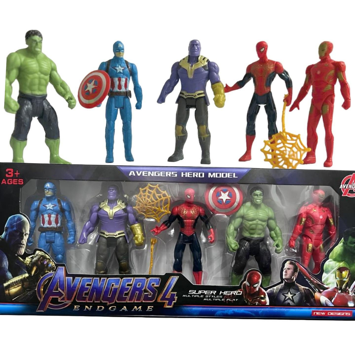 Image of ZN STORE Marvel Avengers End Game Super Heroes Action Figure Toy Set for Kids. Pack of 5
