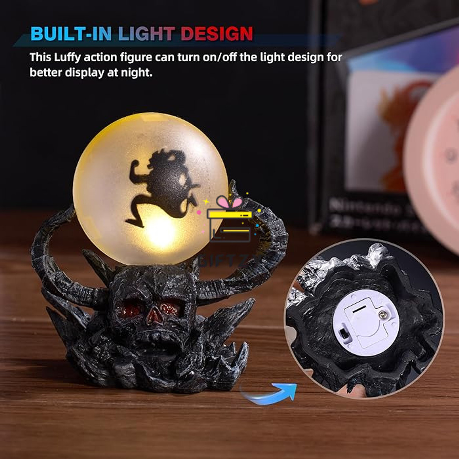 Image of Giftzy Luffy Gear 5 Action Figure One Piece Anime Collectible Statue Toy 28cm LED Base