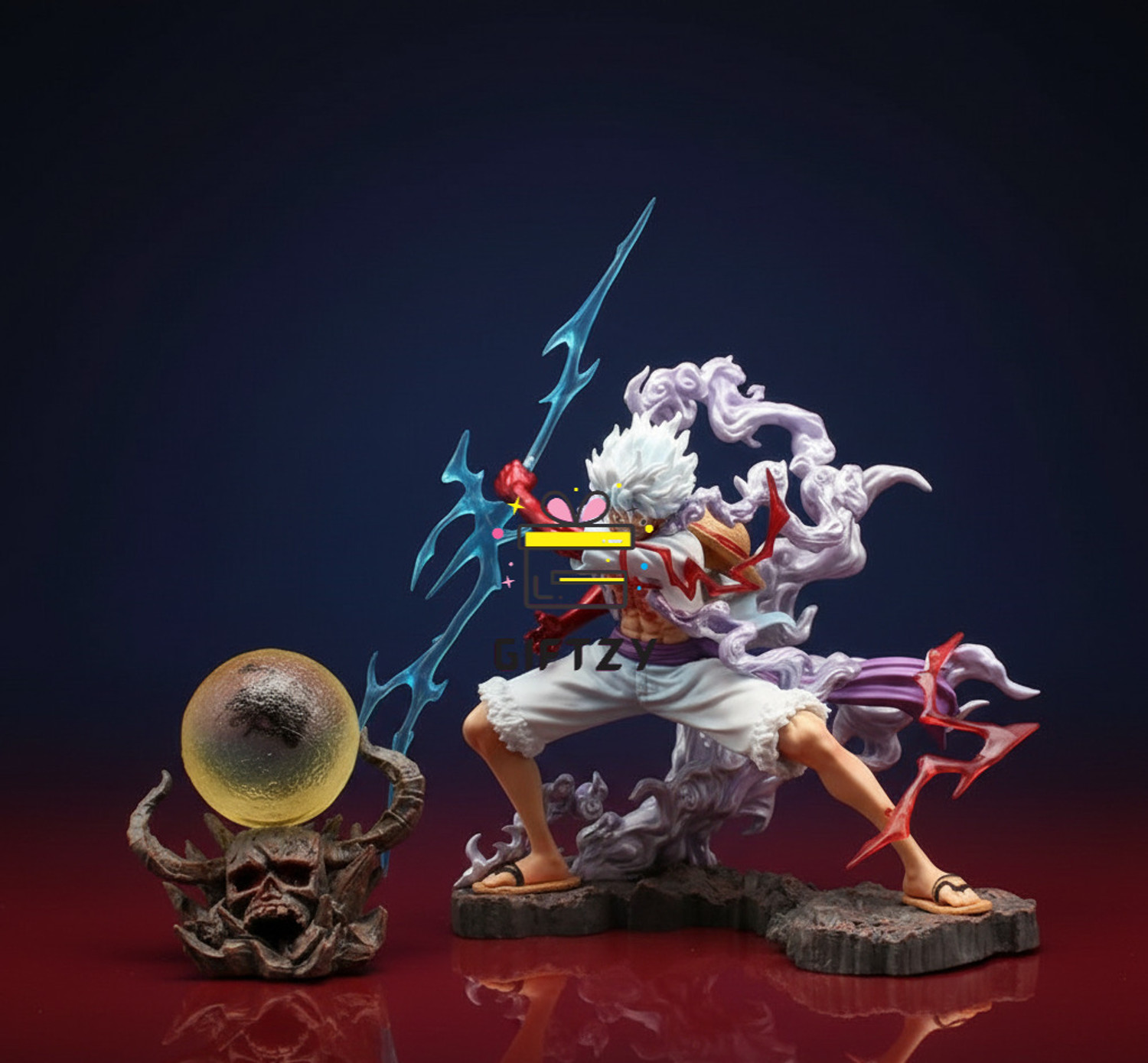 Image of Giftzy Luffy Gear 5 Action Figure One Piece Anime Collectible Statue Toy 28cm LED Base