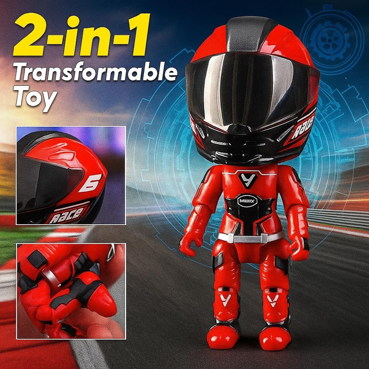 Image of GT Gala Time MotoGP Die Cast Helmet Figure Transforming Poseable Racing Toy For Boys