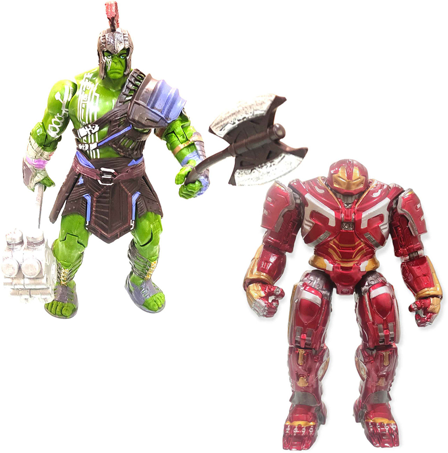 Image of RVM Toys Hulkbuster Iron Man And Hulk Ragnarok Gladiator Action Figure 20 cm Collectible