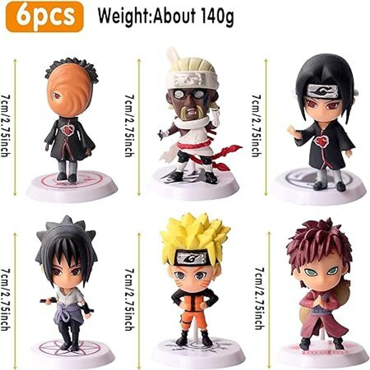 Image of Husaini Mart Naruto Action Figures, 6pcs Anime Naruto Set PVC Cake