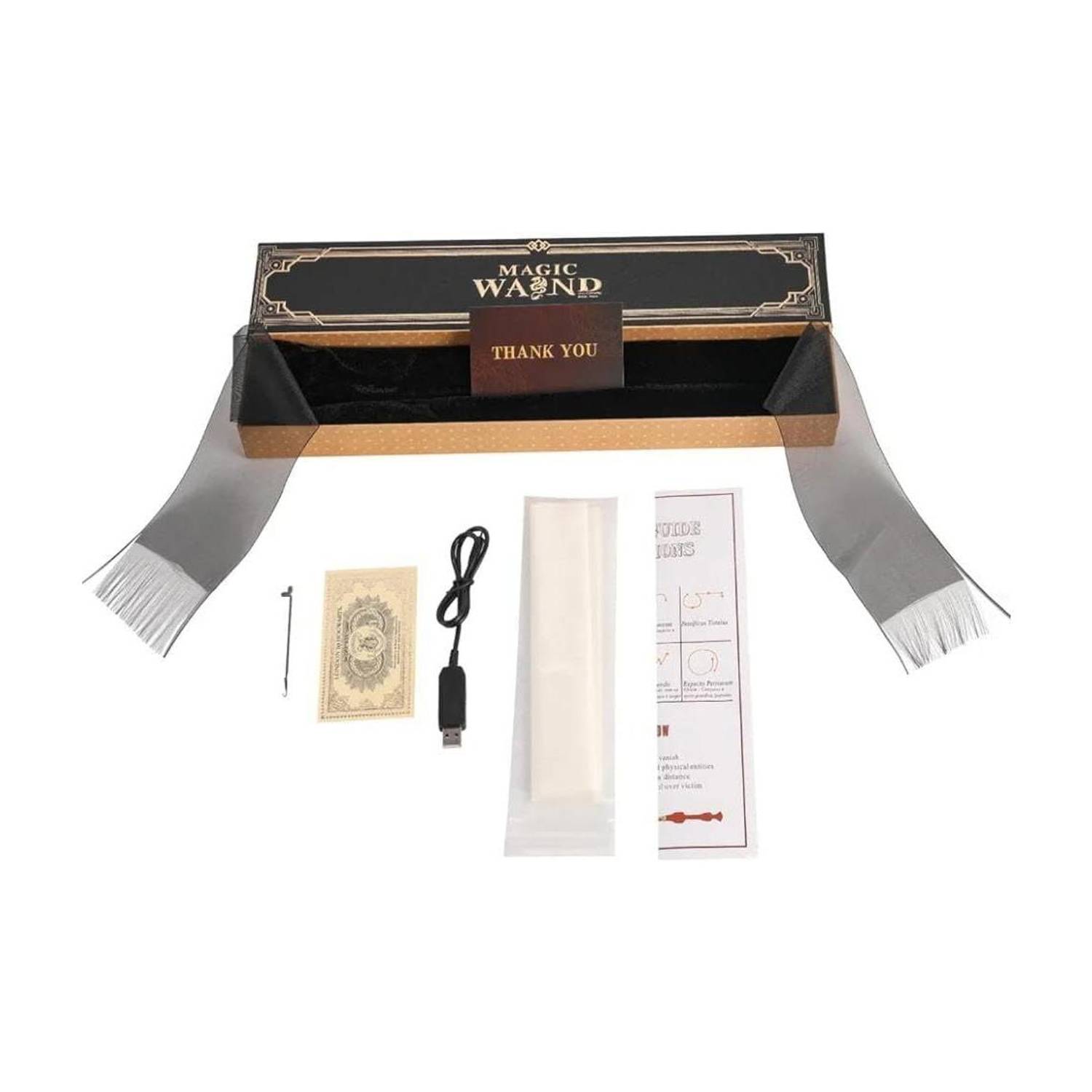 Harry Potter Fire Wand Toy,Includes 12 Magic Papers,USB Rechargeable Flame Wand - Image 1