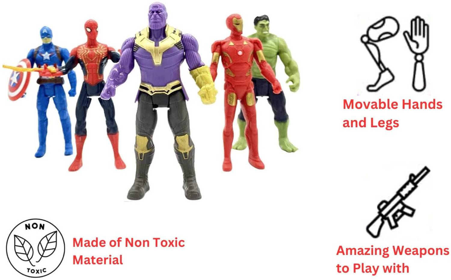 Toyporium Avengers Toys For Kids|Set of 5 Twist & Move Super Hero