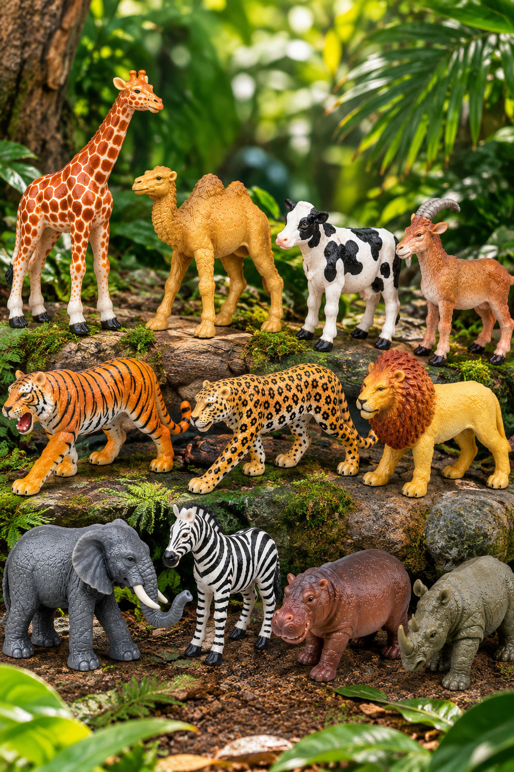 Image of CJ CHILDRENSJOY 12-PCS Wildlife Animal Toy Set|Realistic Mini Jungle Zoo Animals for Kids|544 (Multicolor)