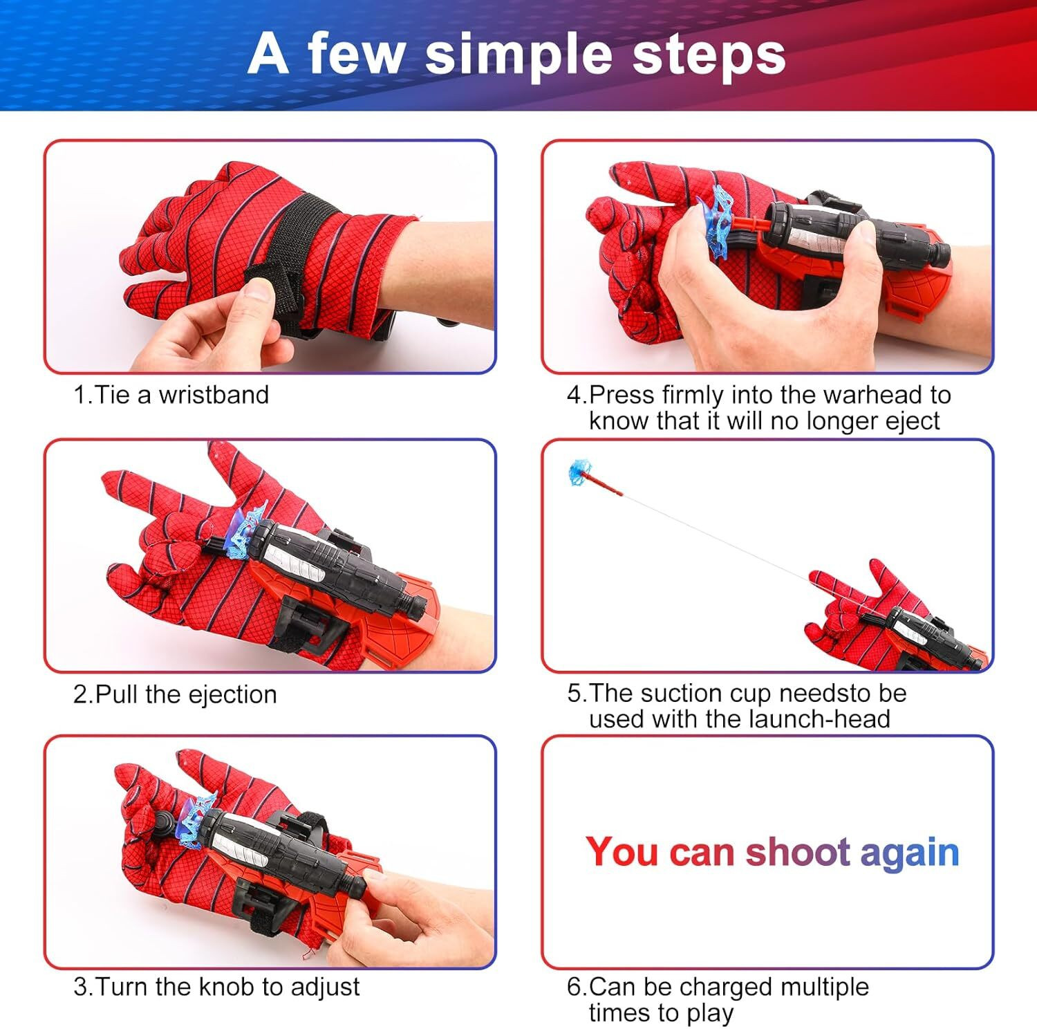 Image of XohnyStore Web Shooting Glove Launcher Wrist Toy Superheroes Cosplay Toy for Kids
