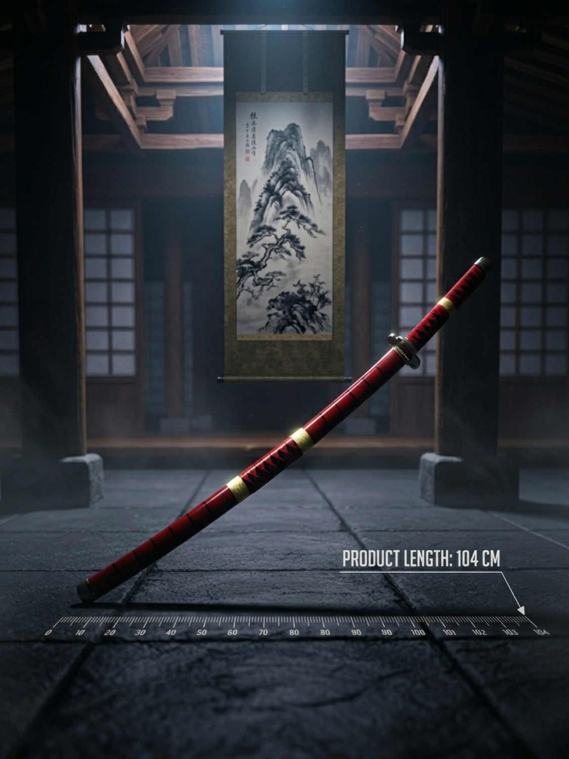 Image of RUVIDO CASO Zoro sandia Wooden Katana | Premium Wooden Cosplay Sword | Display & Costume Use Maces & Swords