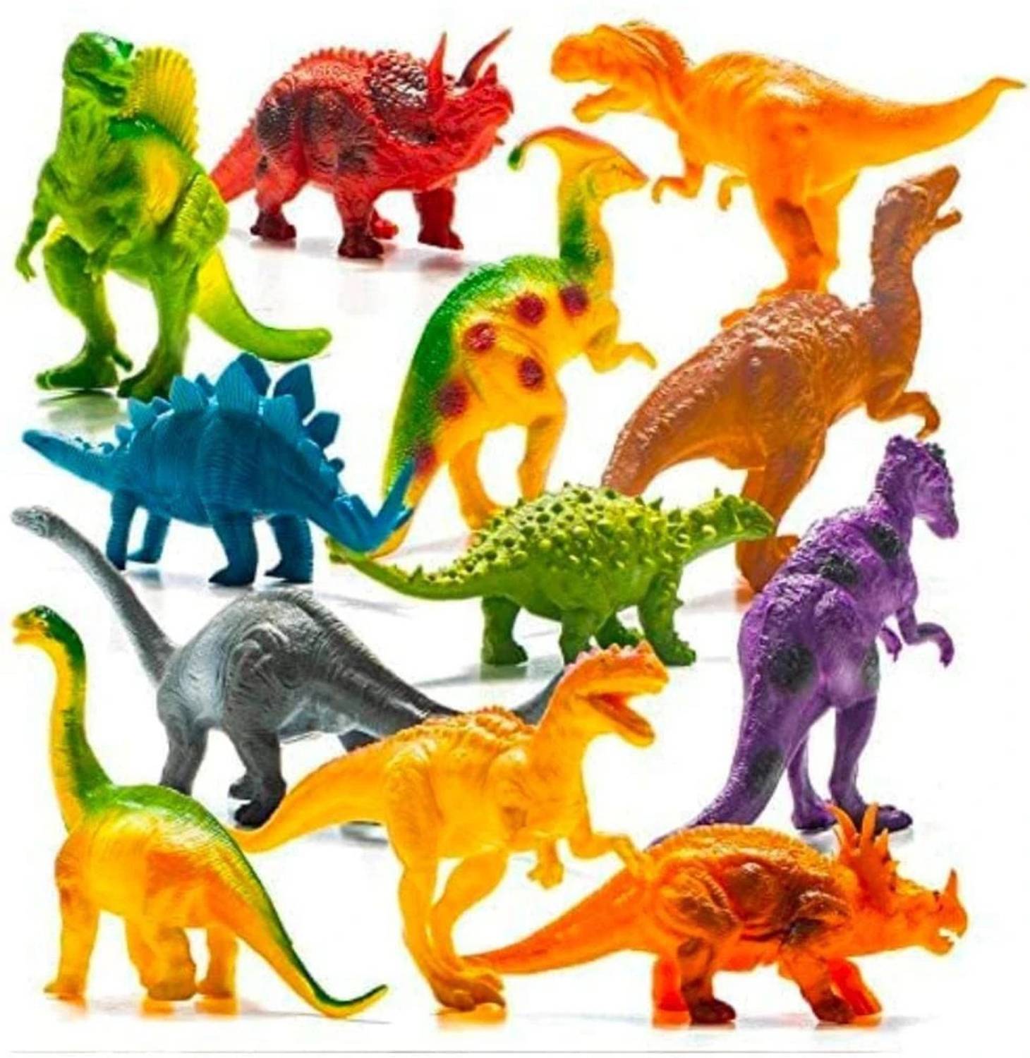 ATHRAVTOYS 12 Piece Cartoon Dinosaur Animal Toy Playset for Kids