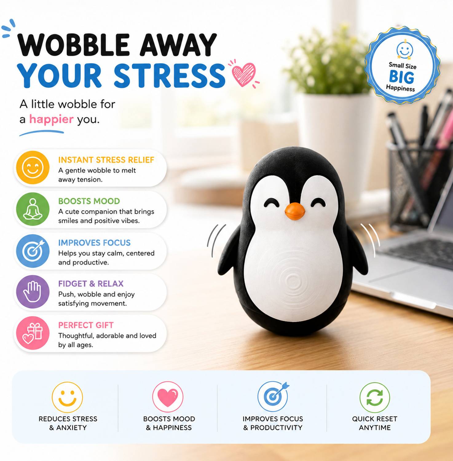 aindiancart Penguin Self-Righting Wobble Toy Pack of 4 - Image 5