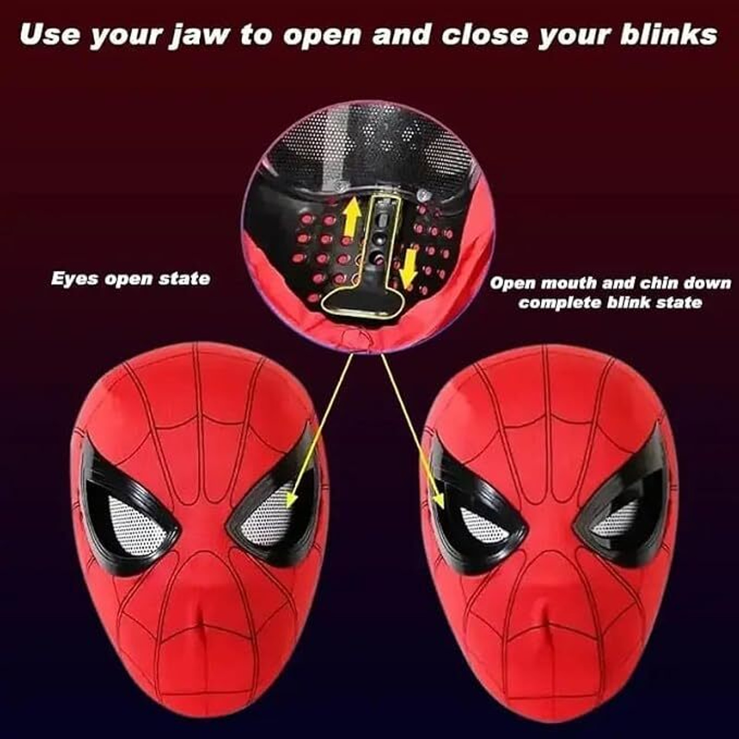 Image of ToonyVerse Anime Superhero Mask with Blinking Eyes Jaw Motion Headgear for Cosplay Adults Kids