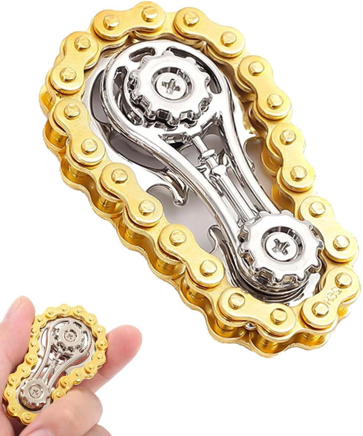 Image of WROPZO Bike Chain Fidget Toy Stress Relief Premium Desk Accessory Durable Spinner Toy