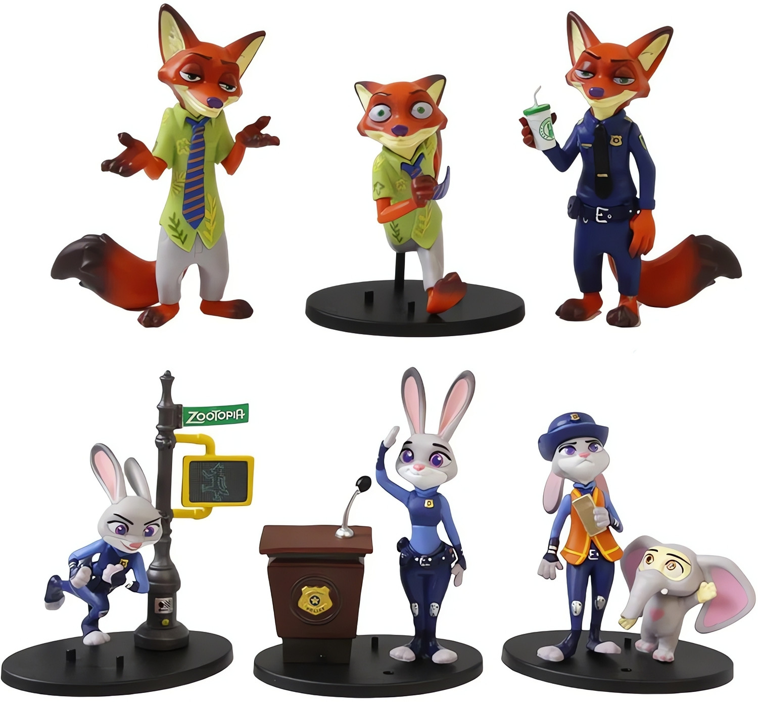 Image of RVM Toys Zootopia Action Figure Set Nick Wilde Judy Hopps Collectible Toy Figures Playset