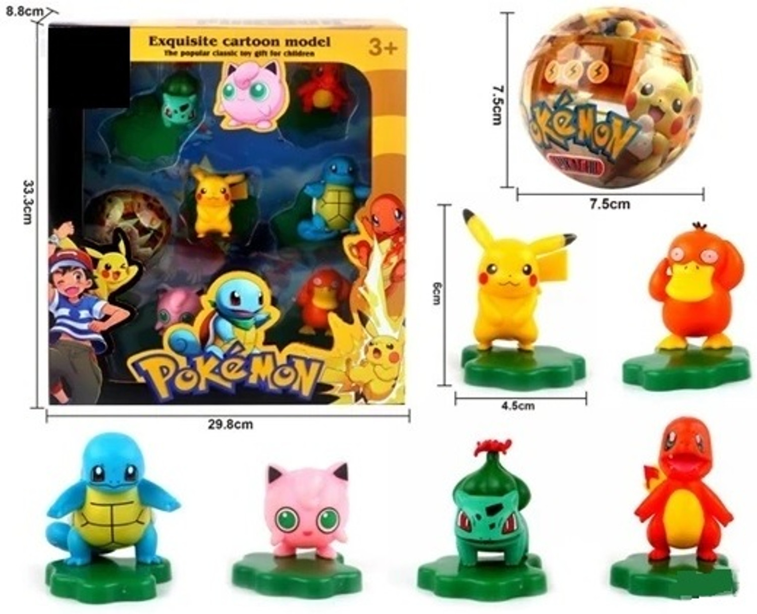 Image of CrazyBuy Pokemon Collectible Toy Set, Pikachu Cartoon Figure, Unique Toy- 7PCS