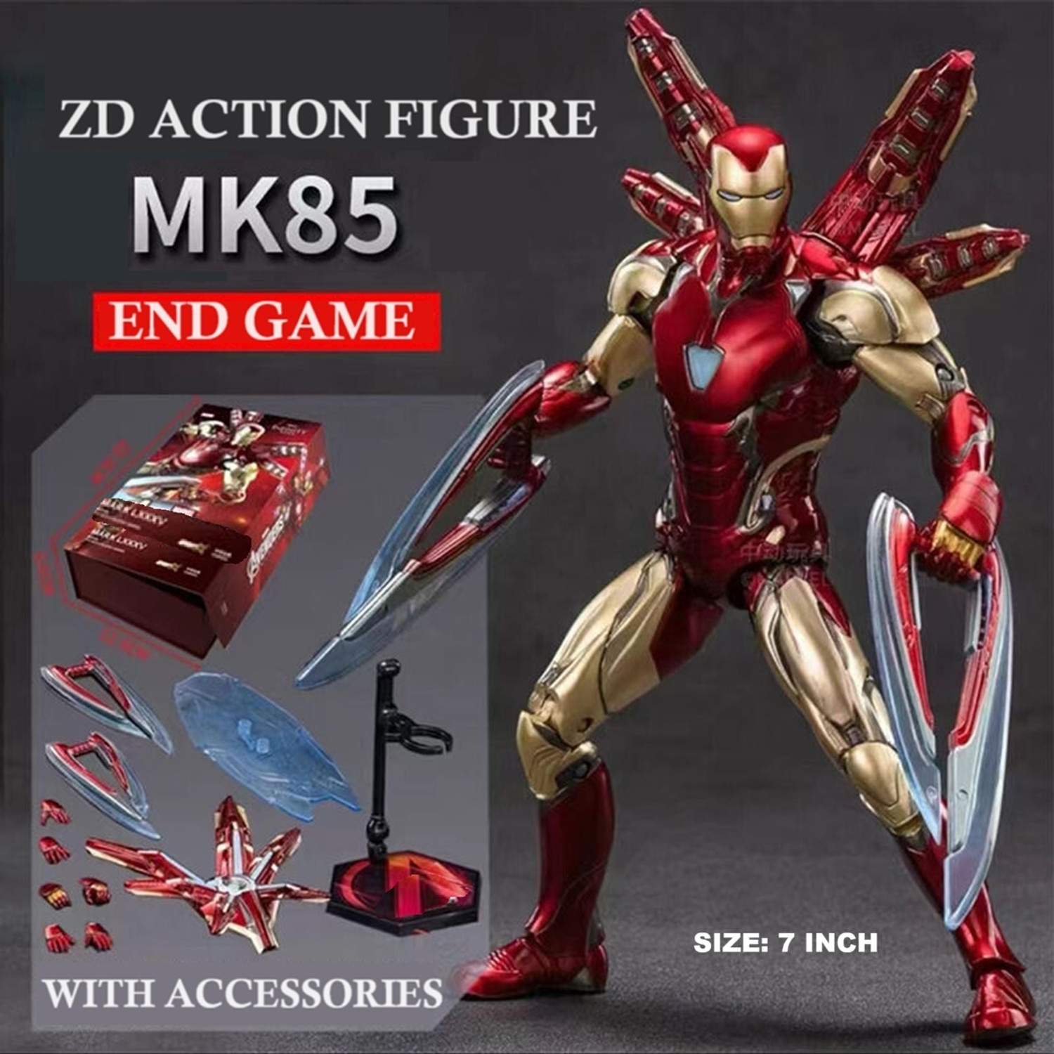 Image of Delite Legendary IRON MAN with Accessories ZD TOYS Avengers Action Figure Non LED Model