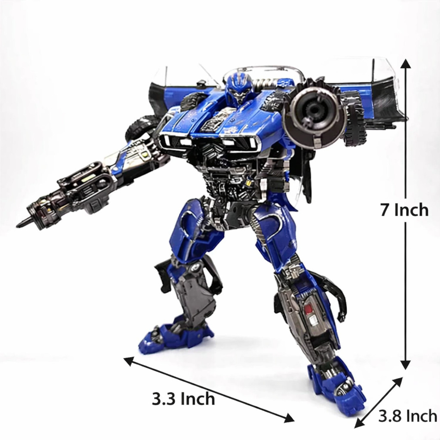 Image of Metaformation 7 Inch Alloy Transforming Robot Car Toy Action Figure for Kids 8+ Years (Blue)