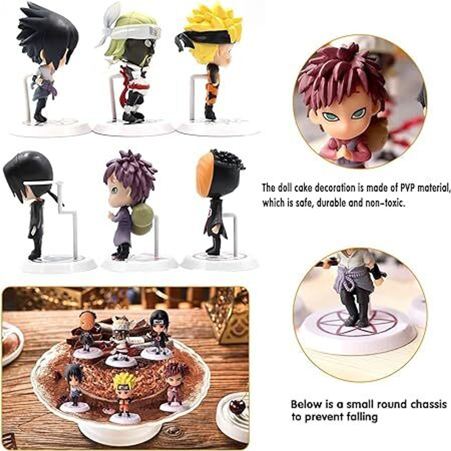 Image of Husaini Mart Naruto Action Figures, 6pcs Anime Naruto Set PVC Cake