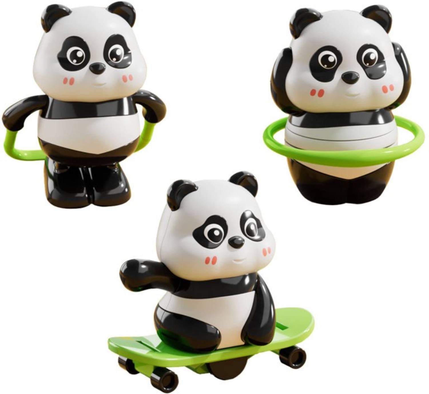 KRS Panda Toy Set 3PCS Wobbling Action Figures Gift Pack Age 3+