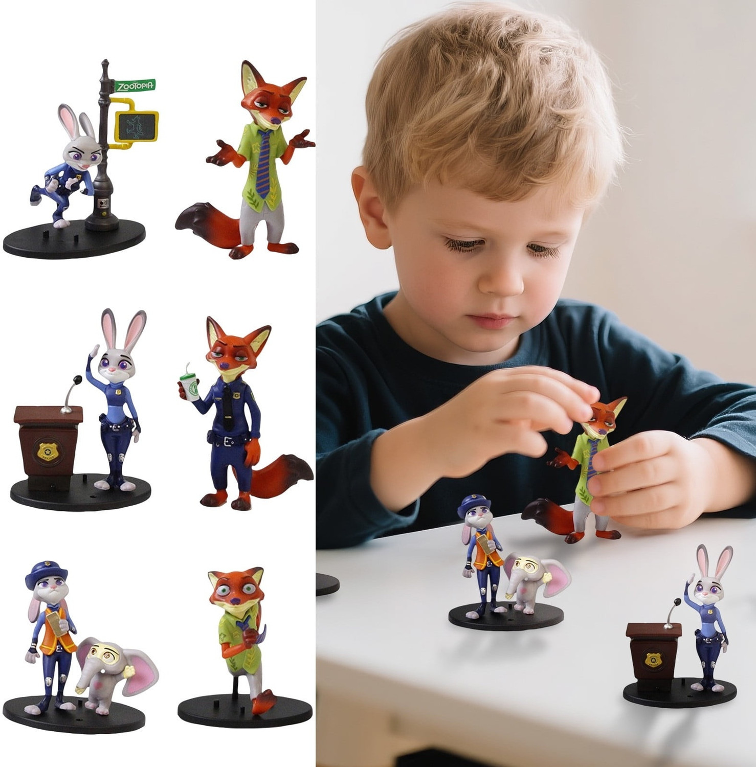 Image of RVM Toys Zootopia Action Figure Set Nick Wilde Judy Hopps Collectible Toy Figures Playset