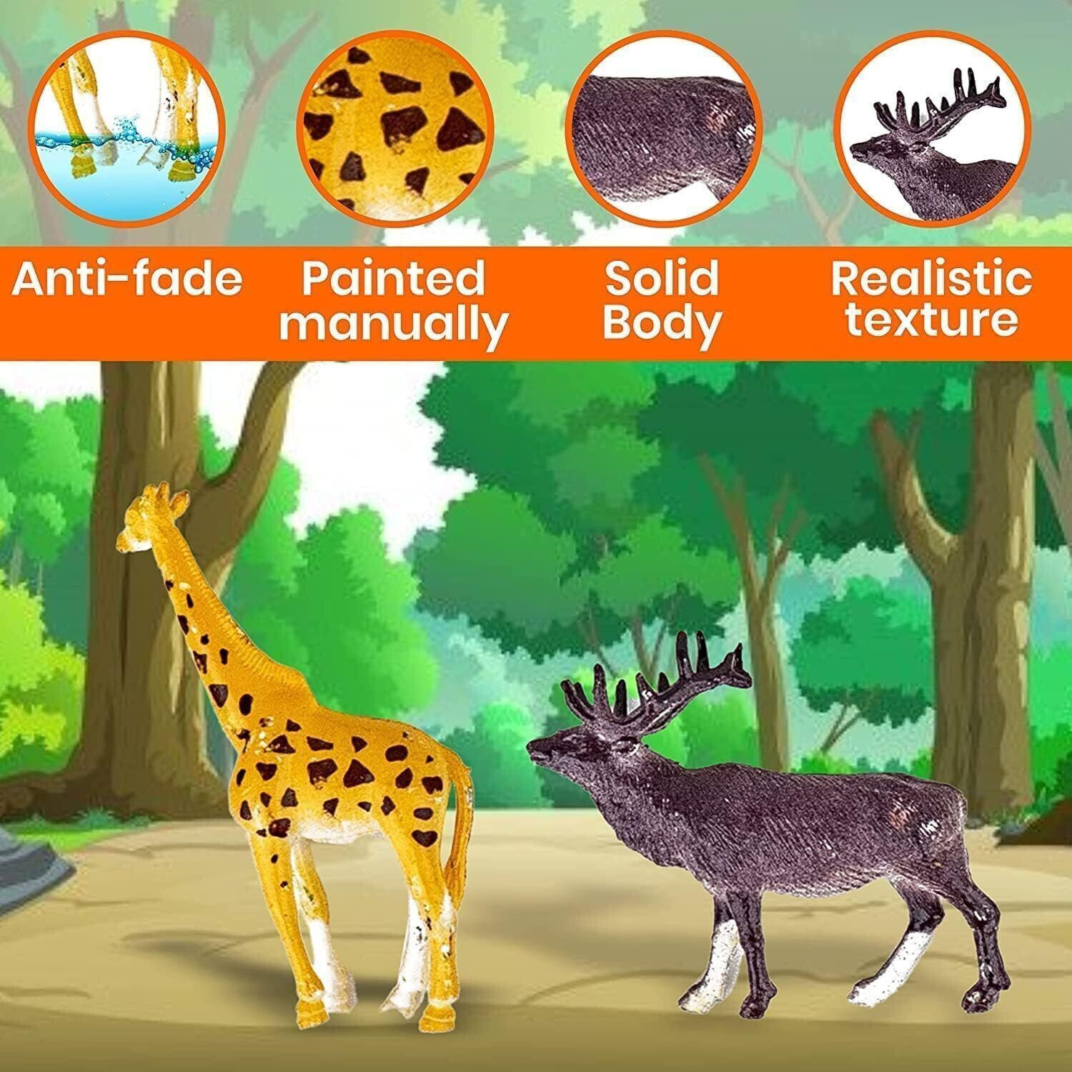 Image of CJ CHILDRENSJOY 12-PCS Wildlife Animal Toy Set|Realistic Mini Jungle Zoo Animals for Kids|544 (Multicolor)